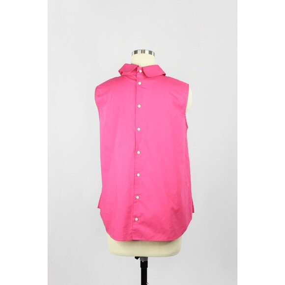 NWT UNIQLO x MARNI Pink Cotton Poplin Pleated Tucked Sleeveless Shirt, Size S - Picture 6 of 15